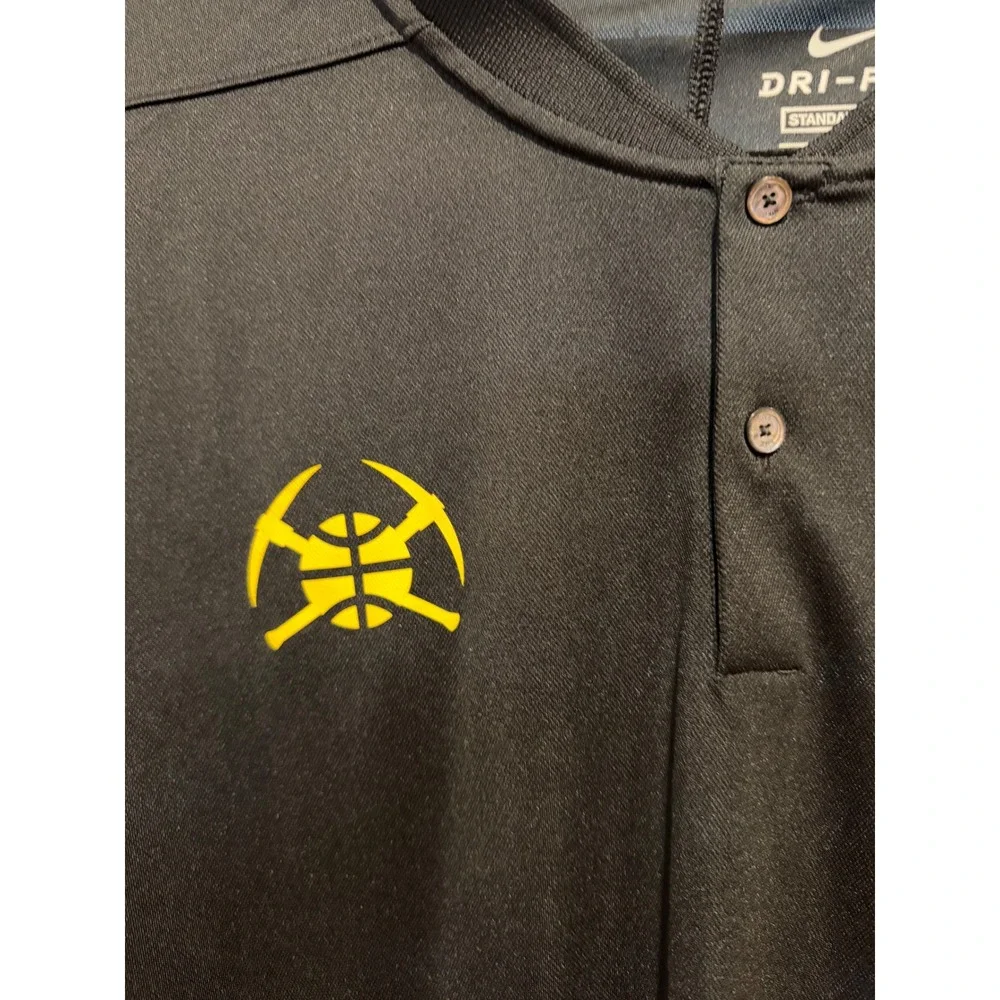 Nike Dri-FIT Denver Nuggets Henley Polo Shirt Mens XXL Black Short Sleeve NBA